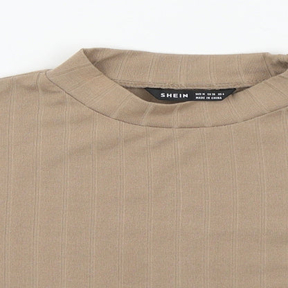 SHEIN Shien Womens Brown  Polyester Basic T-Shirt Size M Round Neck