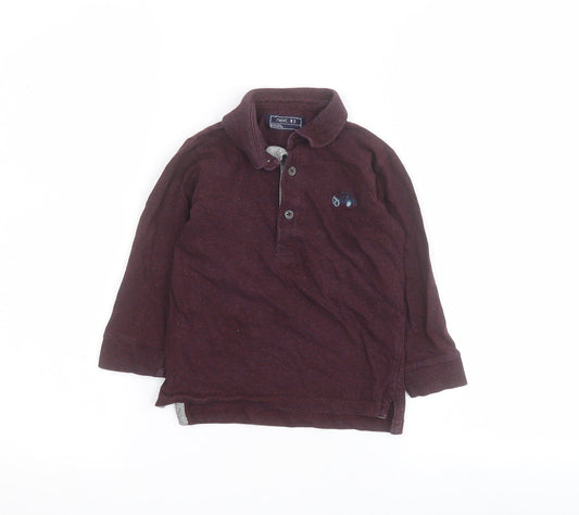 NEXT Boys Purple  100% Cotton Basic Polo Size 2-3 Years Collared Button - Car