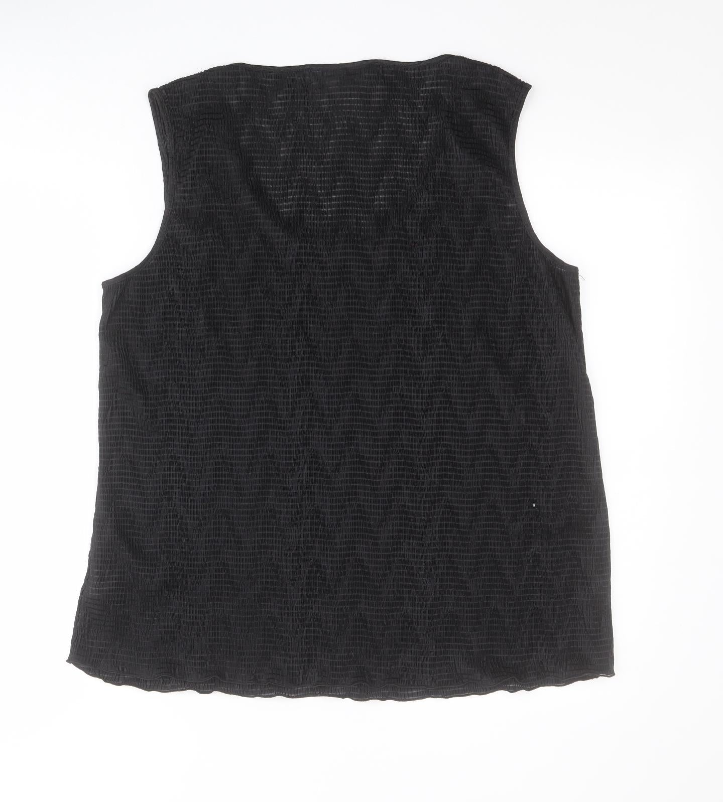 Ann Harvey Womens Black  Polyester Basic Tank Size 20 Scoop Neck