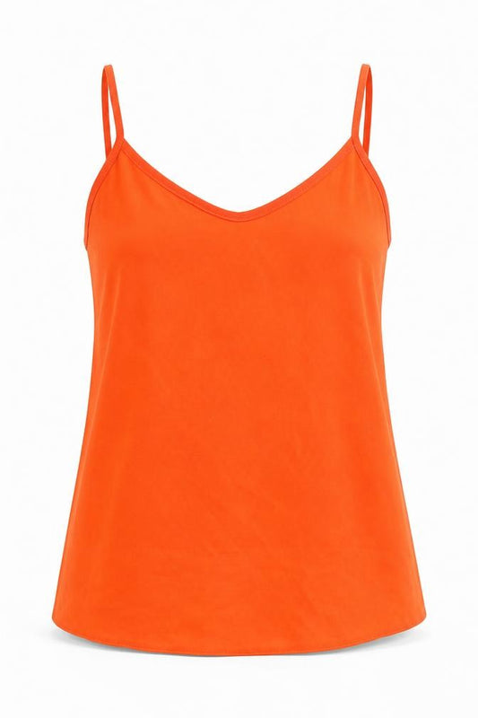 Exhibit Womens Orange  Polyester Camisole Tank Size 8 V-Neck