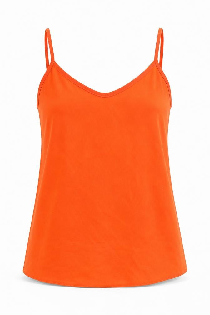 Exhibit Womens Orange  Polyester Camisole Tank Size 8 V-Neck