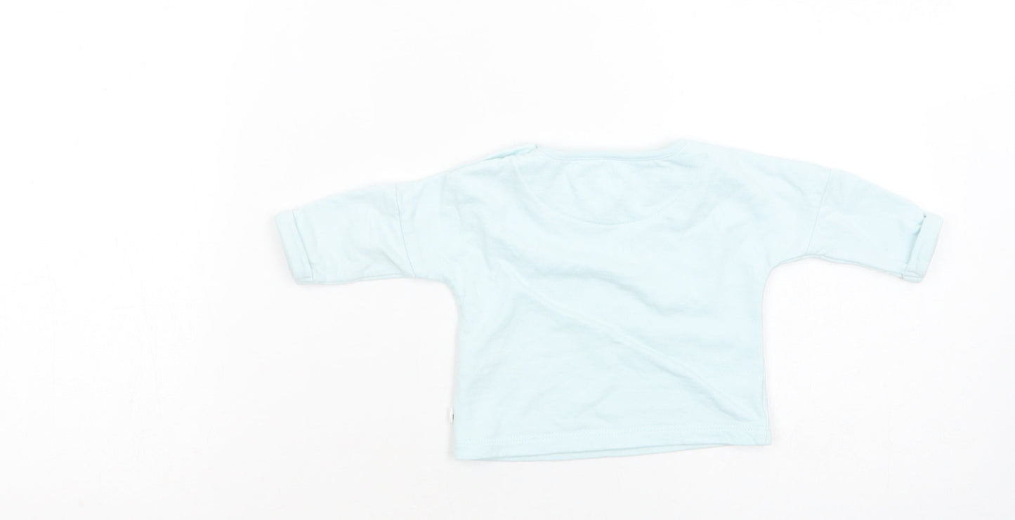 NEXT Baby Blue  Cotton Basic Blouse Size Newborn Crew Neck Snap - Snowman