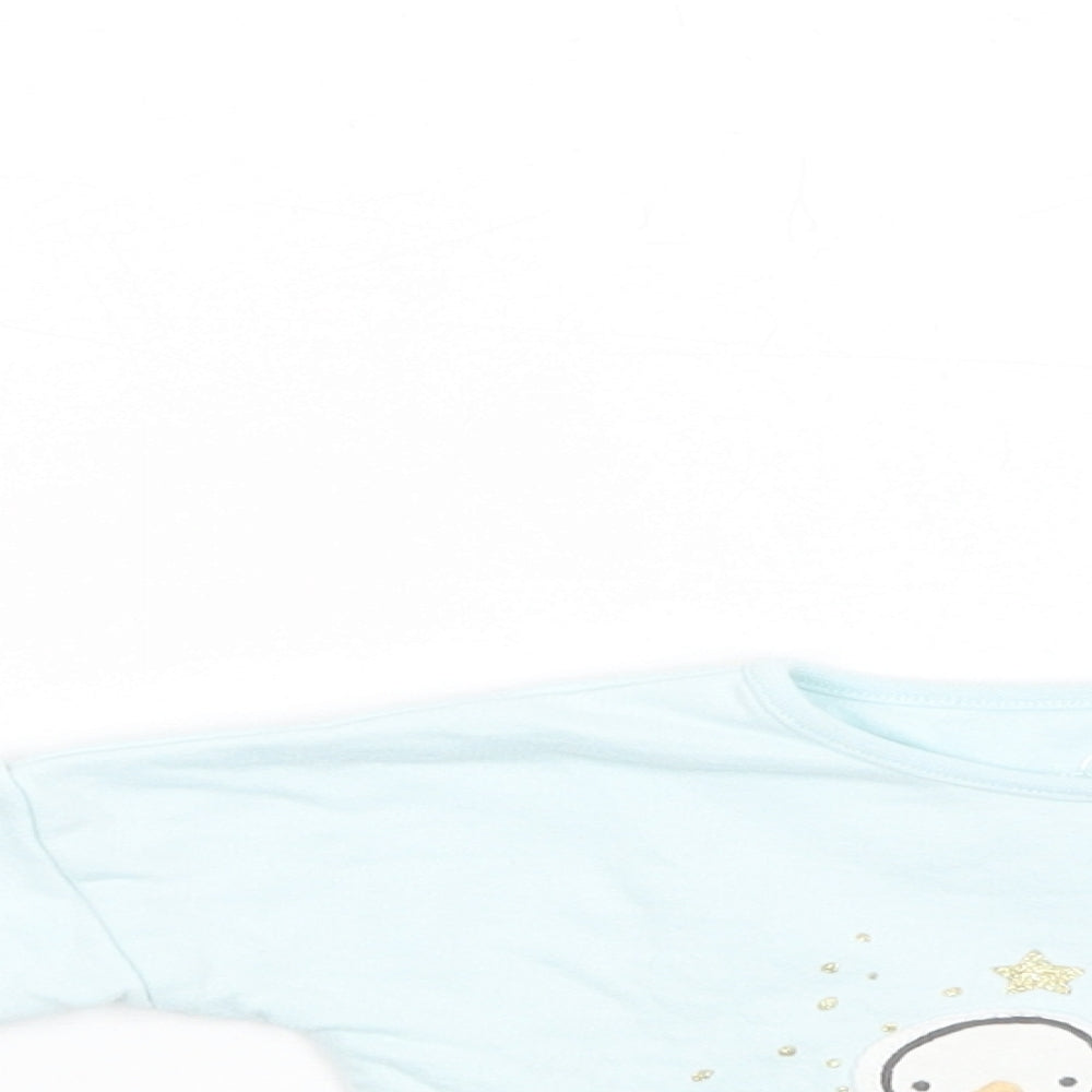 NEXT Baby Blue  Cotton Basic Blouse Size Newborn Crew Neck Snap - Snowman