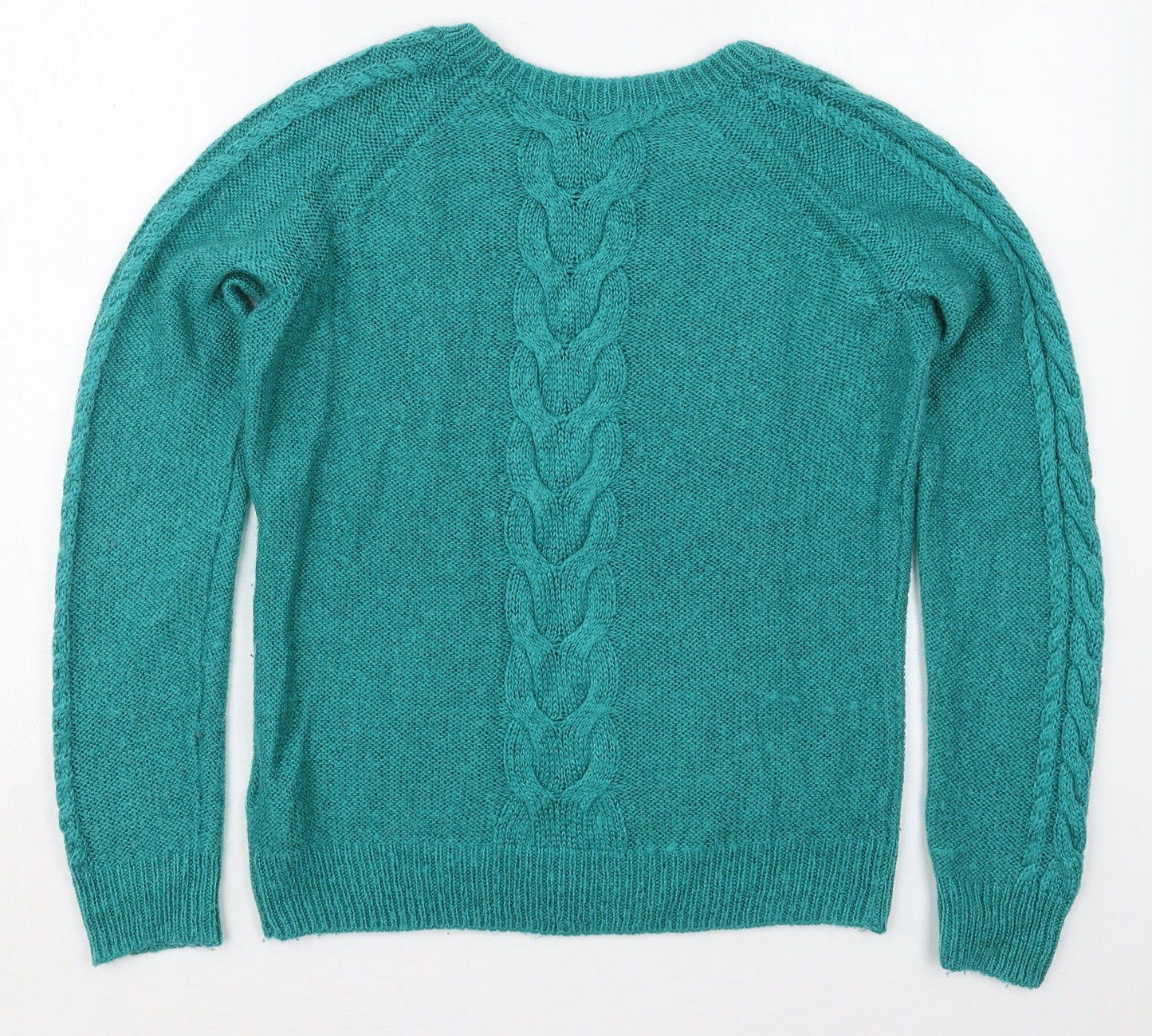 H&M Womens Green Crew Neck  Acrylic Pullover Jumper Size M
