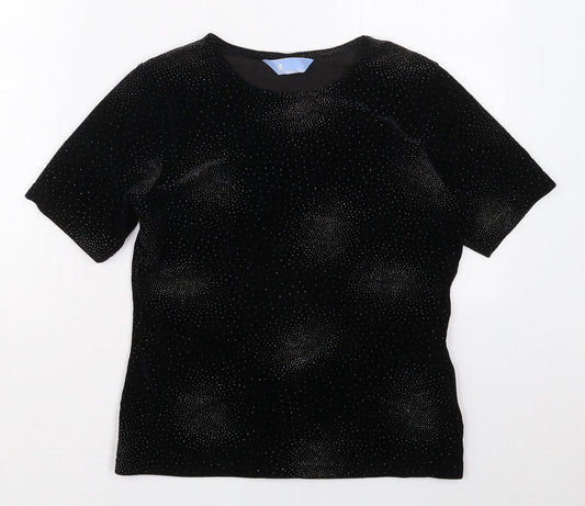 Jac Womens Black  Polyester Basic T-Shirt Size 10 Round Neck