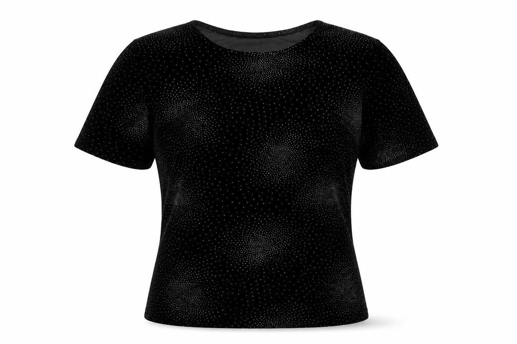 Jac Womens Black  Polyester Basic T-Shirt Size 10 Round Neck