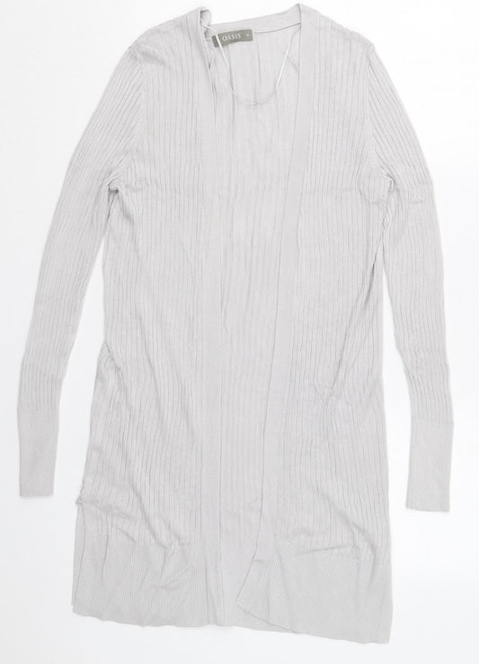 Oasis Womens Grey V-Neck  Viscose Cardigan Jumper Size XS