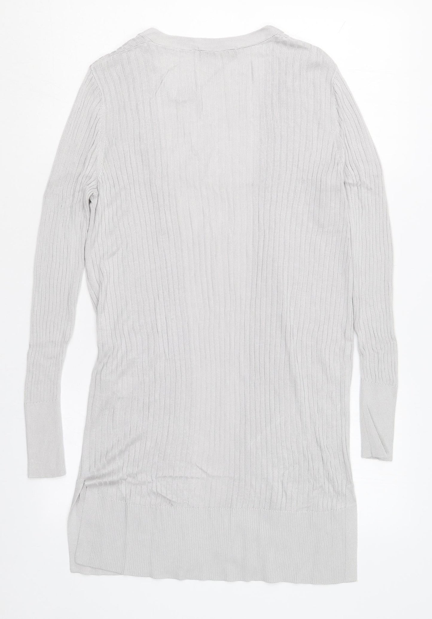 Oasis Womens Grey V-Neck  Viscose Cardigan Jumper Size XS