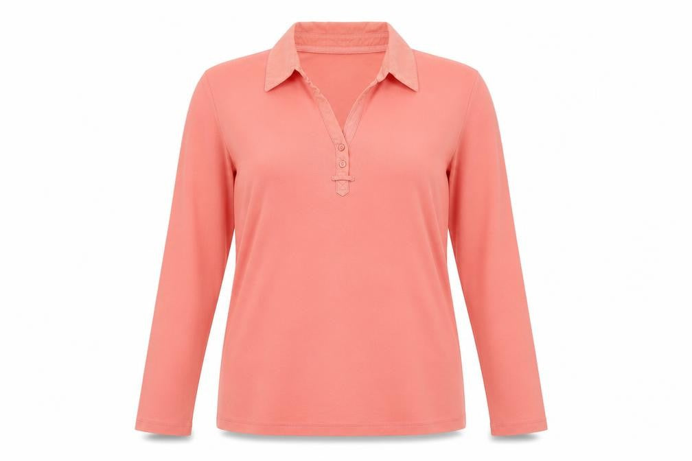 BM Womens Pink  Polyester Basic Polo Size L Collared
