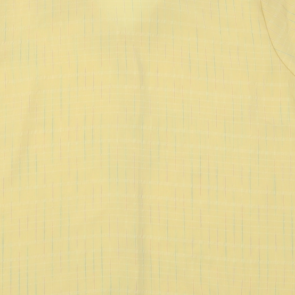 BM Womens Yellow Striped Polyester Basic Button-Up Size 20 Collared