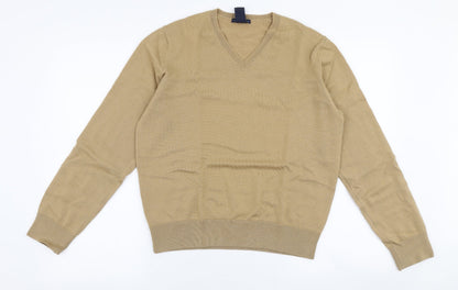 Preloved Gap Mens Beige V-Neck  Wool Pullover Jumper Size M - Front