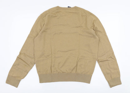 Preloved Gap Mens Beige V-Neck  Wool Pullover Jumper Size M - Back