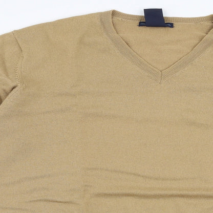 Preloved Gap Mens Beige V-Neck  Wool Pullover Jumper Size M - Detail