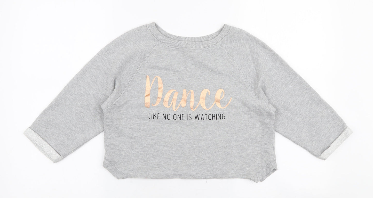 Dunnes Stores Girls Grey  Cotton Pullover Sweatshirt Size 9-10 Years  Pullover - Dance
