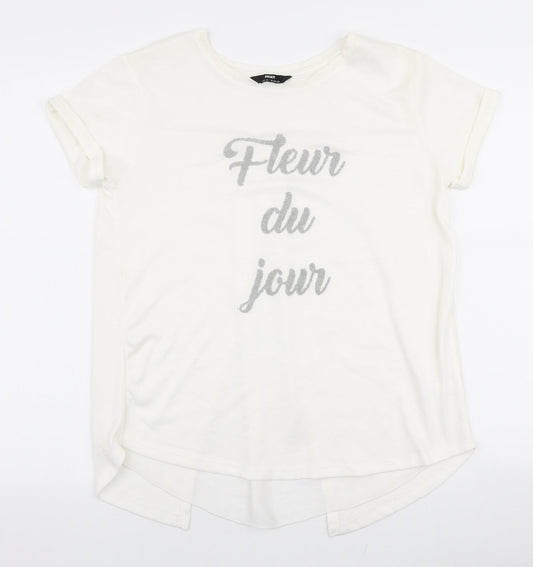 Max Womens White  Polyester Jersey T-Shirt Size 10 Round Neck - Fleur du jour