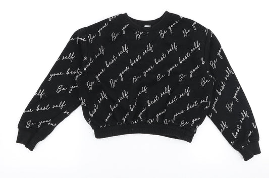 Primark Girls Black  Cotton Pullover Sweatshirt Size 9-10 Years  Pullover - Be your best self