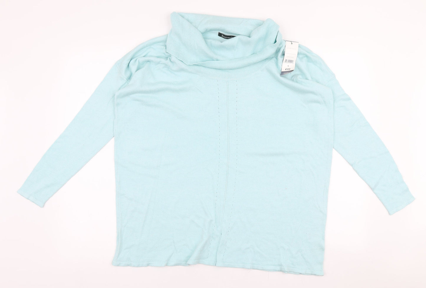 Bonmarche Womens Blue Roll Neck  Nylon Pullover Jumper Size S