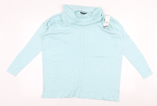 Bonmarche Womens Blue Roll Neck  Nylon Pullover Jumper Size S