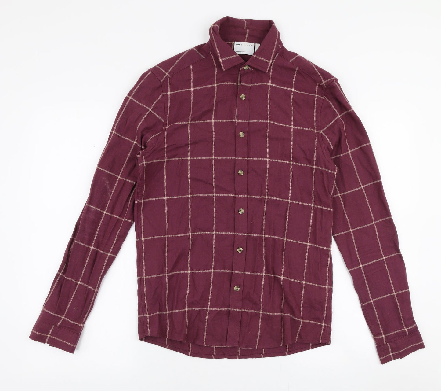 ASOS Womens Purple Plaid 100% Cotton Jersey Button-Up Size 2XS Collared