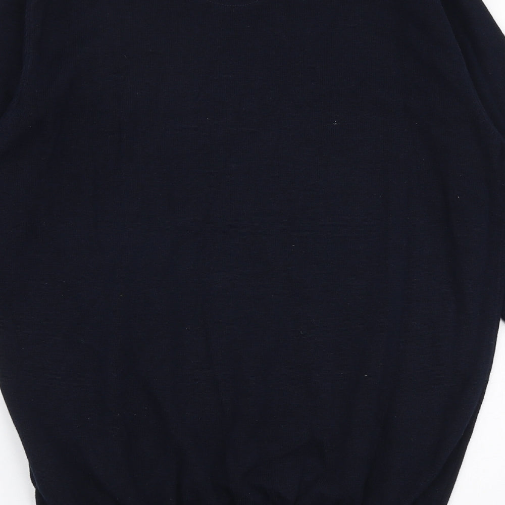 Brave Soul Mens Blue Round Neck  Cotton Pullover Jumper Size XS