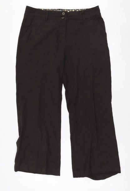 Per Una Womens Brown  Polyester Trousers  Size 14 L26 in Regular Zip