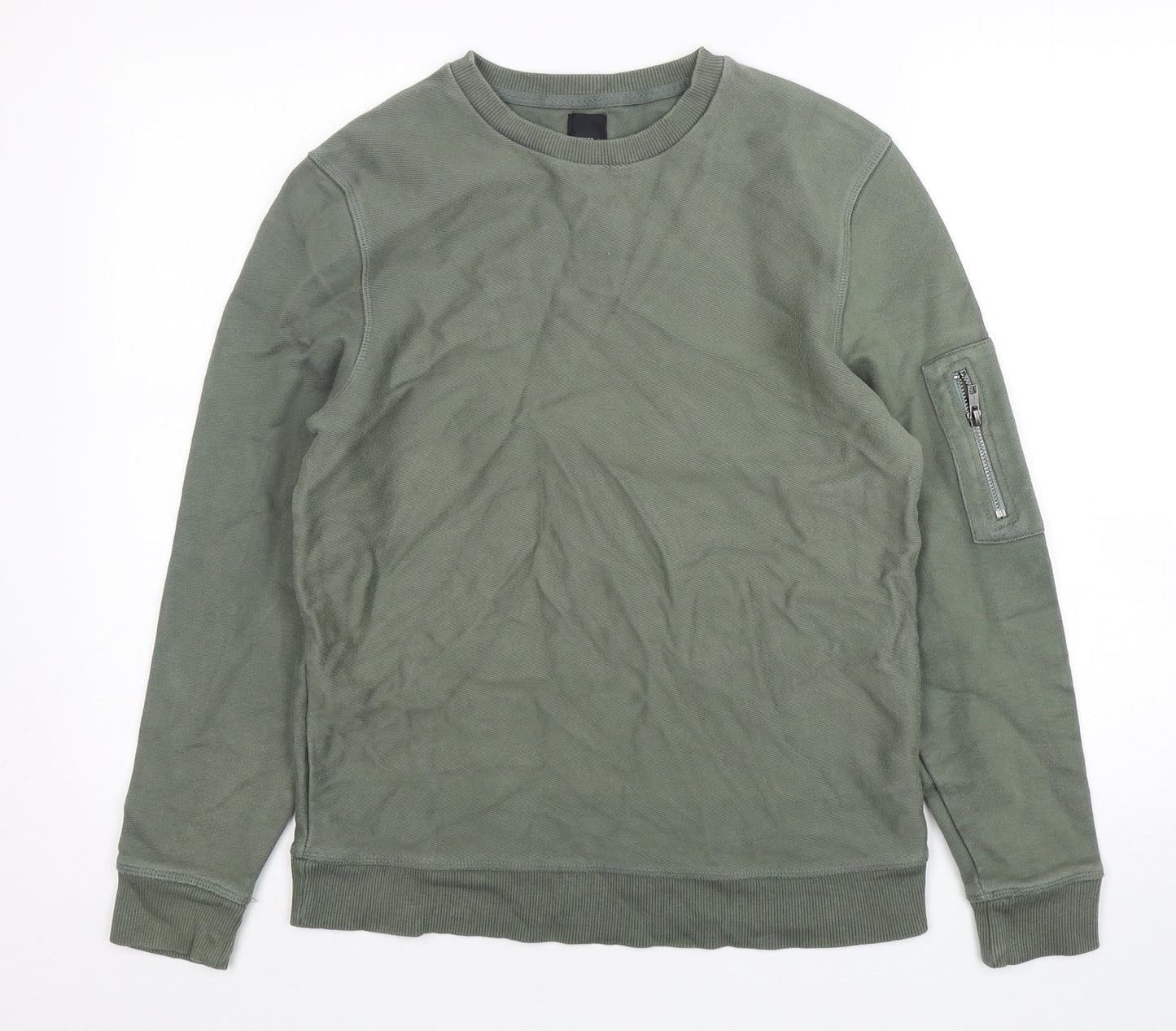 River Island Mens Green  Cotton Pullover Sweatshirt Size S