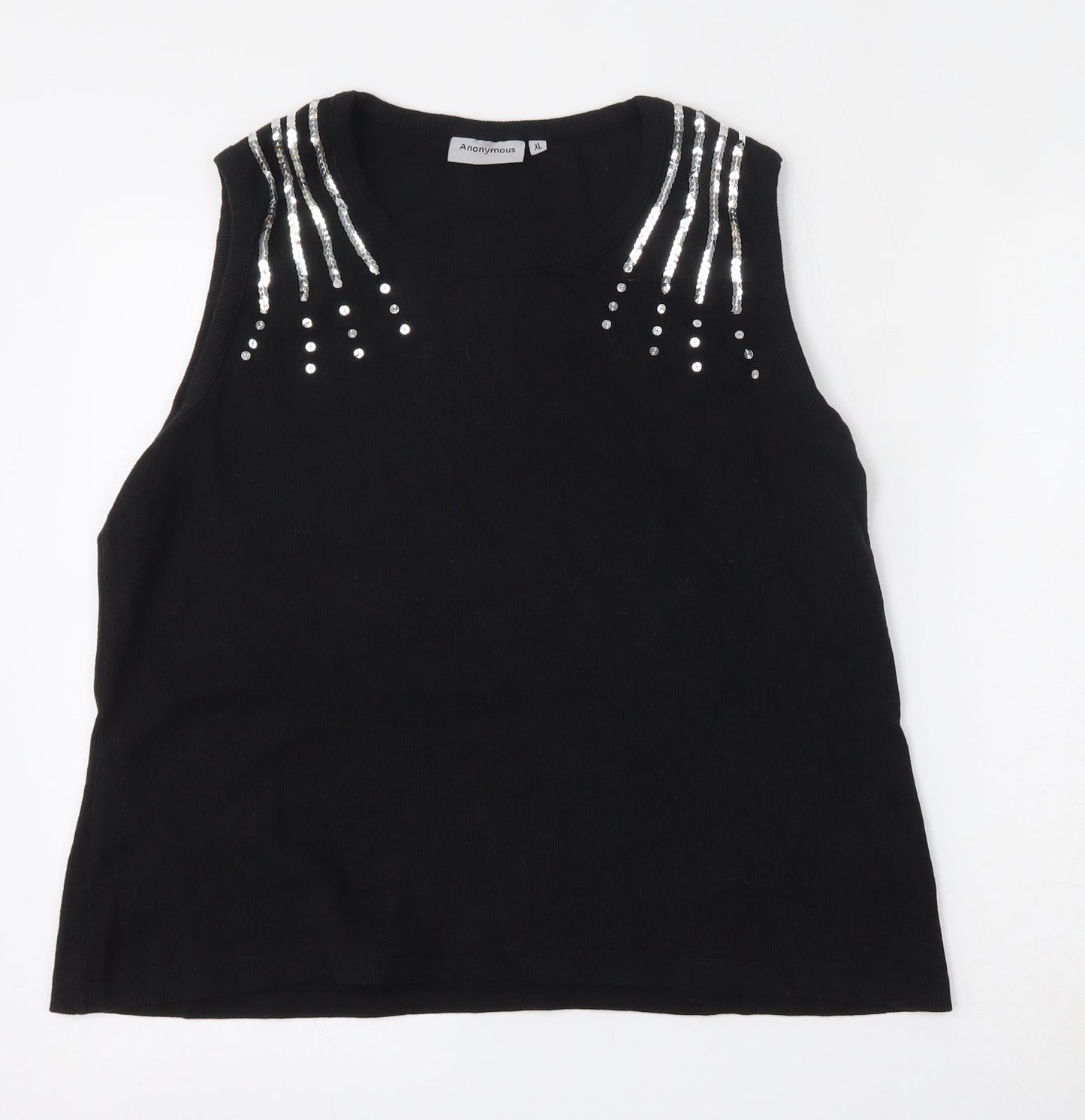 Anonymous Womens Black Round Neck  Cotton Vest Jumper Size XL