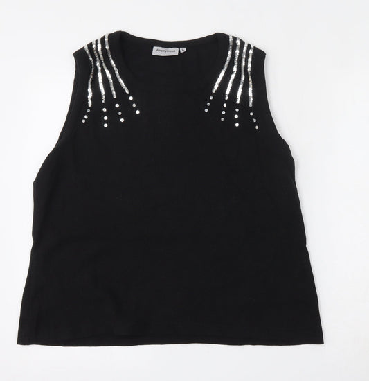 Anonymous Womens Black Round Neck  Cotton Vest Jumper Size XL