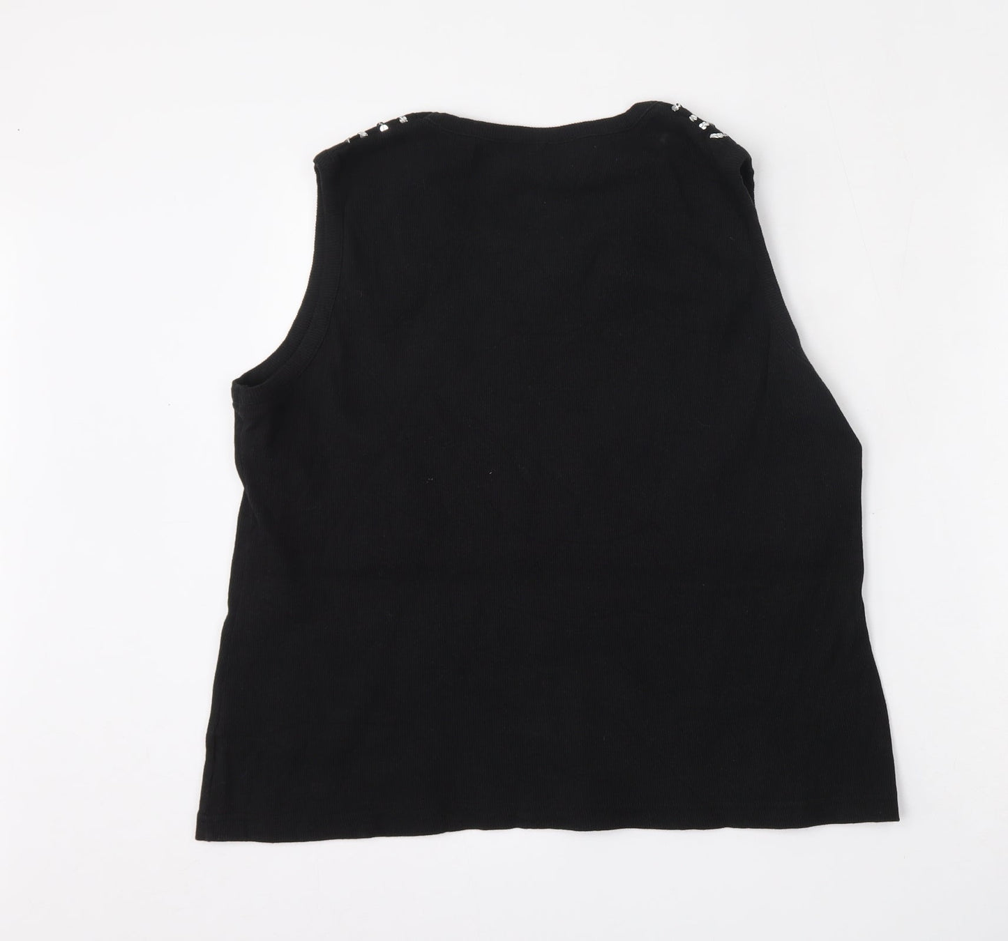Anonymous Womens Black Round Neck  Cotton Vest Jumper Size XL