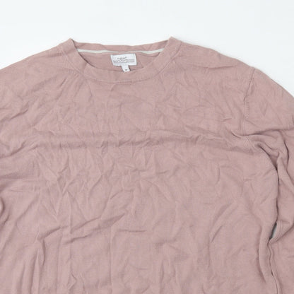 Next Womens Pink Round Neck  Cotton Pullover Jumper Size M