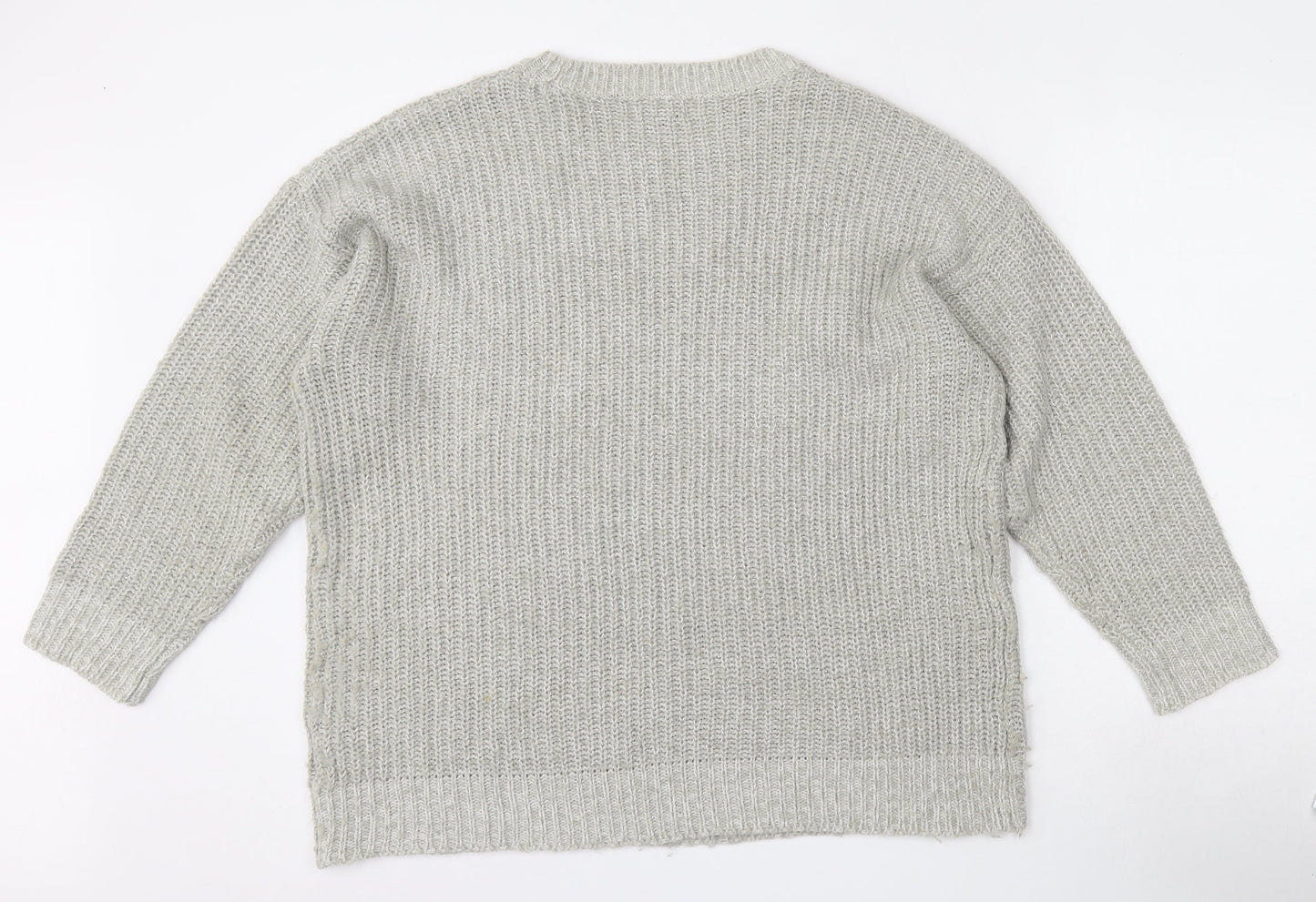 New Look Womens Grey Round Neck  Acrylic Pullover Jumper Size M