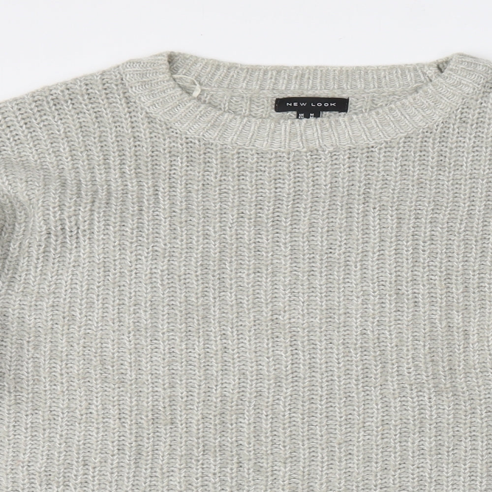 New Look Womens Grey Round Neck  Acrylic Pullover Jumper Size M