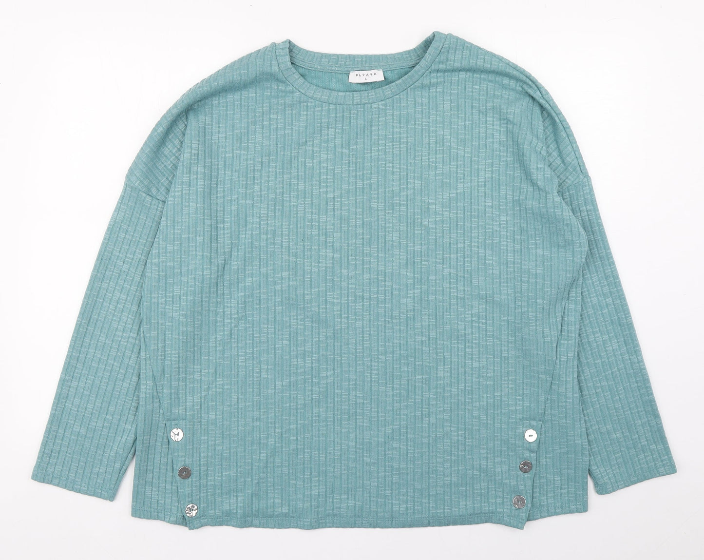 Papaya Womens Green Round Neck  Polyester Pullover Jumper Size L
