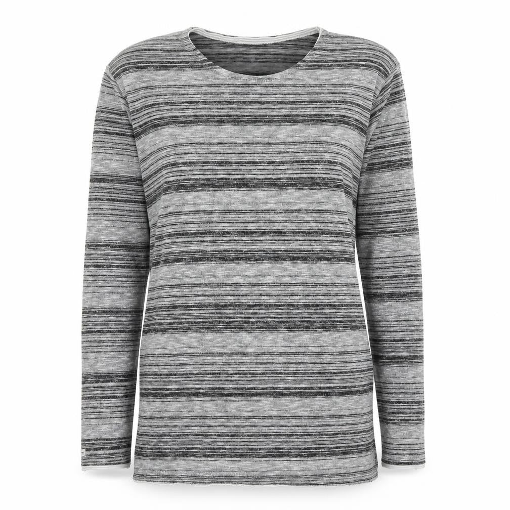 Key Largo Womens Grey Round Neck Striped Polyester Pullover Jumper Size M
