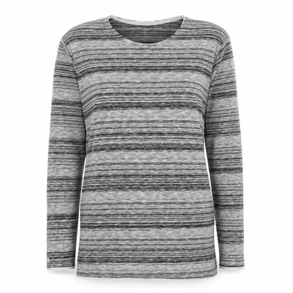 Key Largo Womens Grey Round Neck Striped Polyester Pullover Jumper Size M