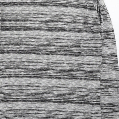 Key Largo Womens Grey Round Neck Striped Polyester Pullover Jumper Size M
