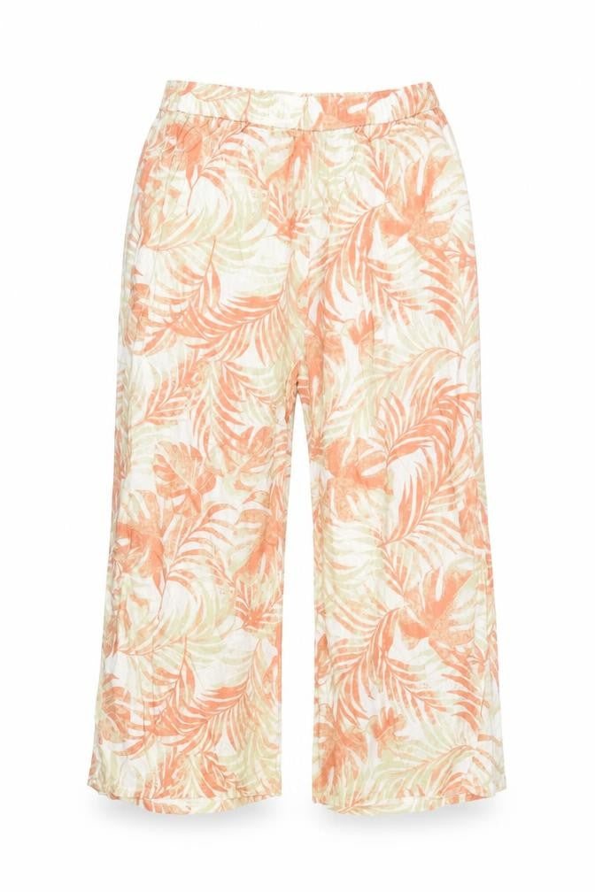 Primark Womens Beige Floral Viscose Cropped Trousers Size 8 L24 in Regular