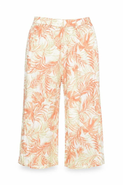 Primark Womens Beige Floral Viscose Cropped Trousers Size 8 L24 in Regular
