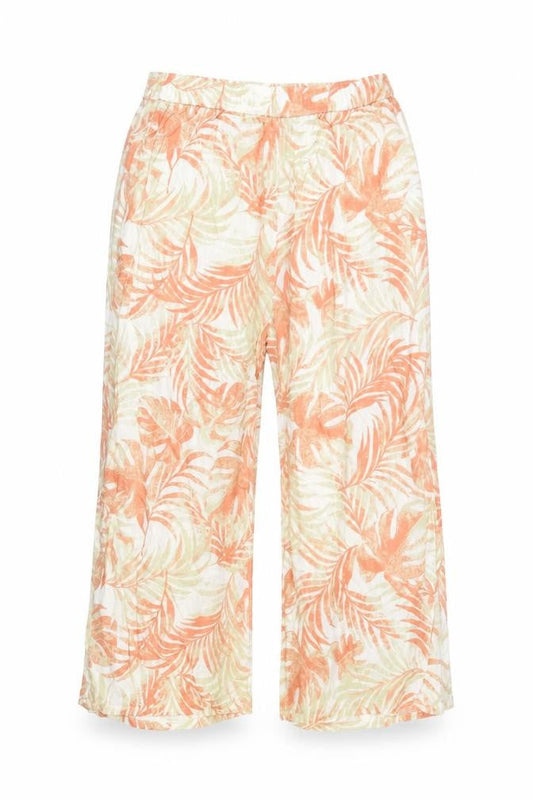 Primark Womens Beige Floral Viscose Cropped Trousers Size 8 L24 in Regular