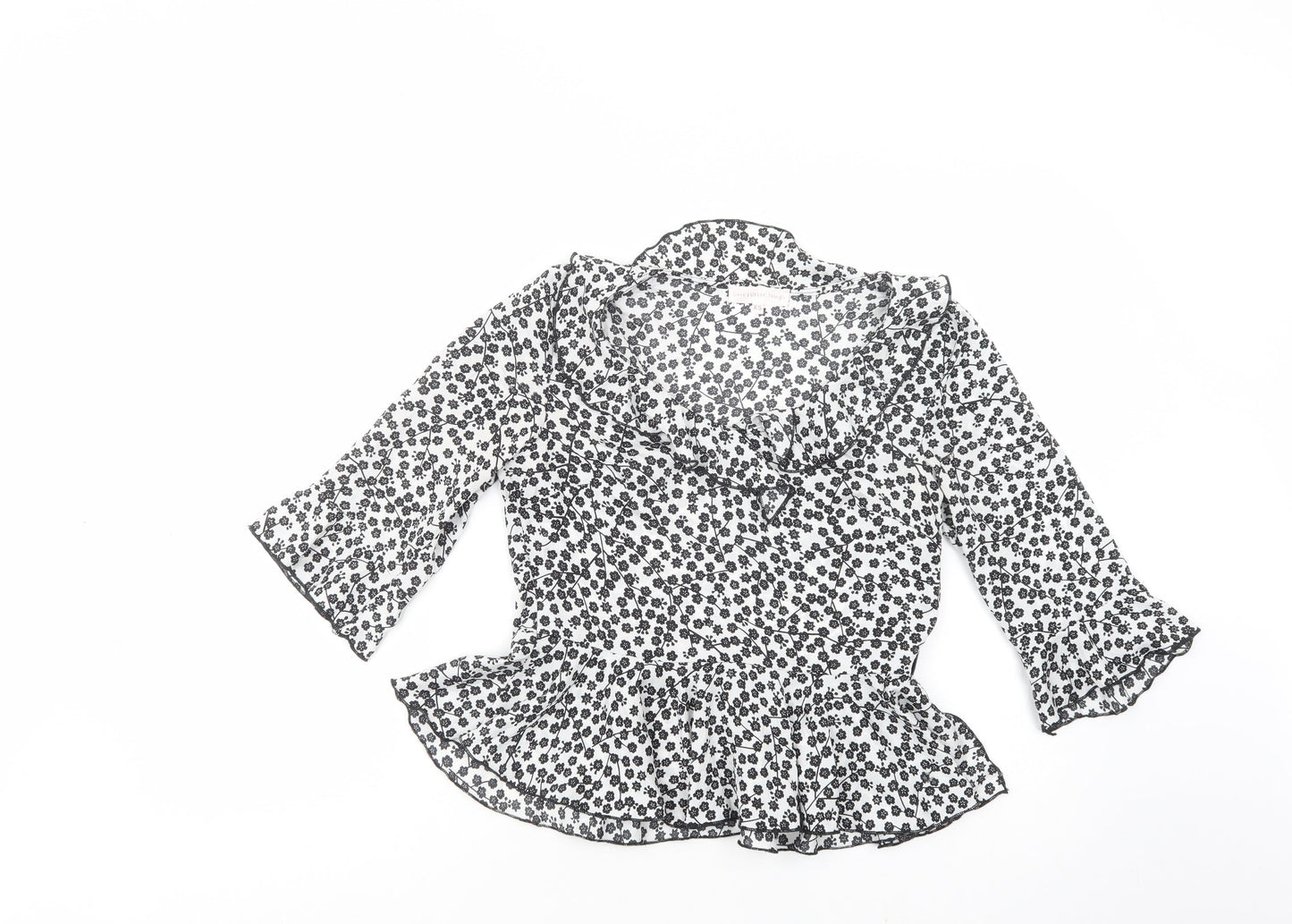 Love & Other Things Womens White Floral Polyester Basic Blouse Size XS Scoop Neck