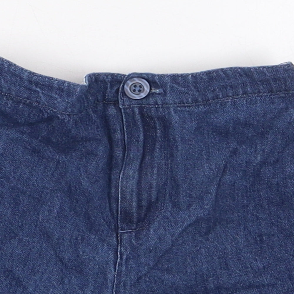 Marks and Spencer Girls Blue  Cotton Mom Shorts Size 4-5 Years  Regular