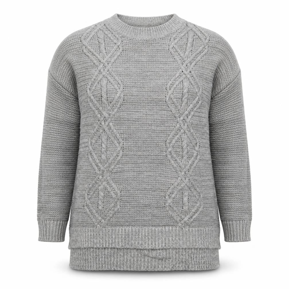 Papaya Womens Grey Crew Neck  Acrylic Pullover Jumper Size M