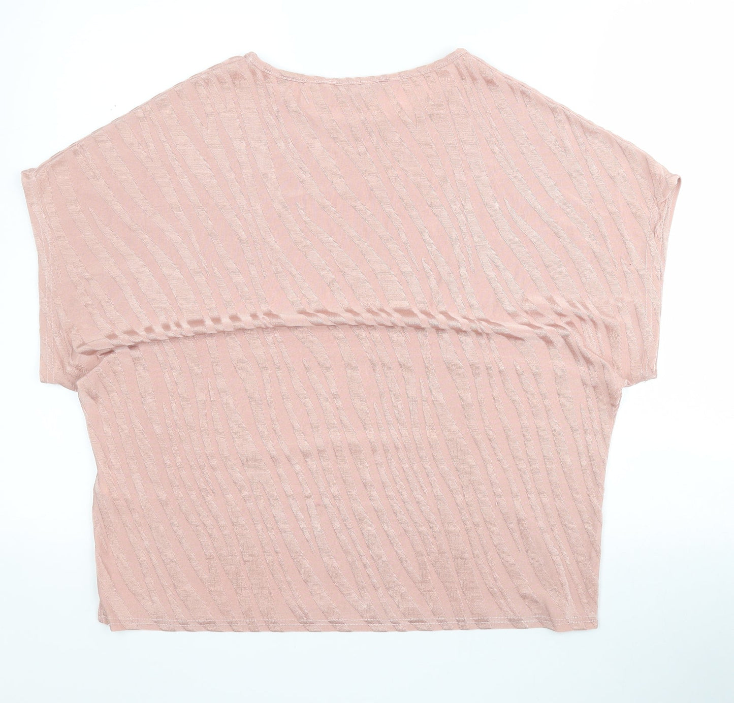 Dorothy Perkins Womens Pink Animal Print Polyester Basic T-Shirt Size 16 Round Neck