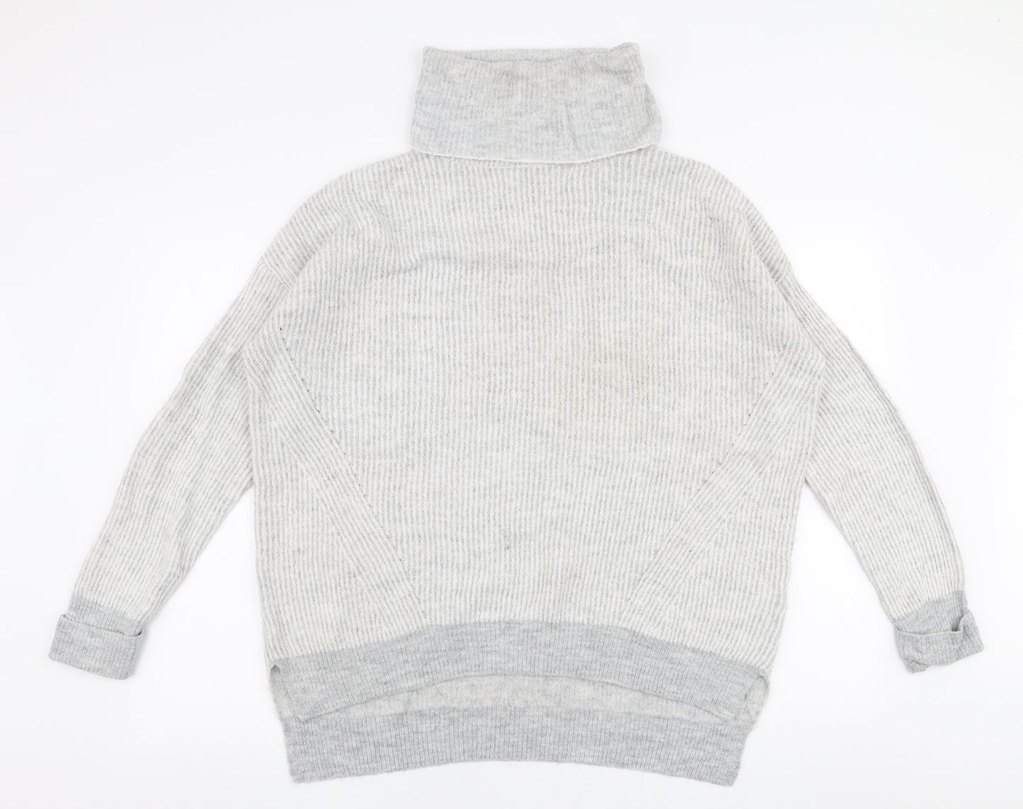 Primark Womens Grey Roll Neck  Acrylic Pullover Jumper Size S