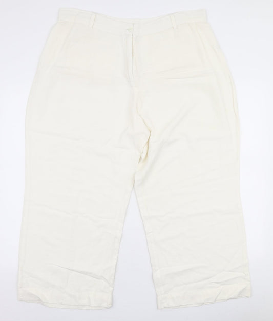 Casual Comfort Womens White  Viscose Trousers  Size 20 L24 in Regular Zip