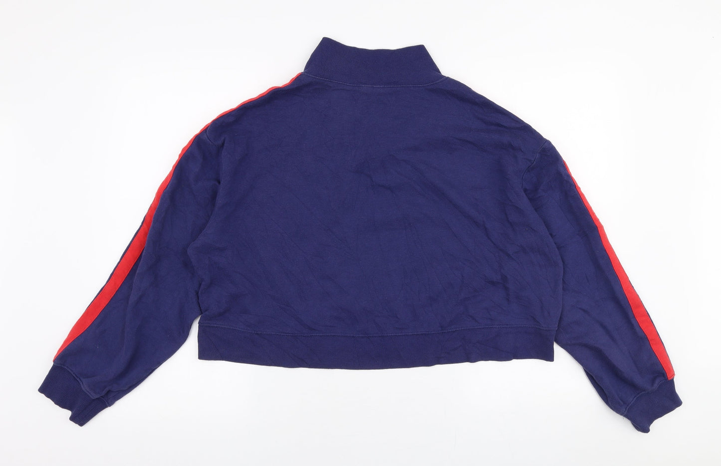H&M Womens Blue  Cotton Pullover Sweatshirt Size L  Zip