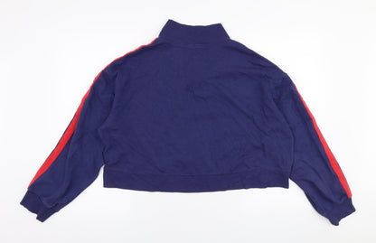 H&M Womens Blue  Cotton Pullover Sweatshirt Size L  Zip