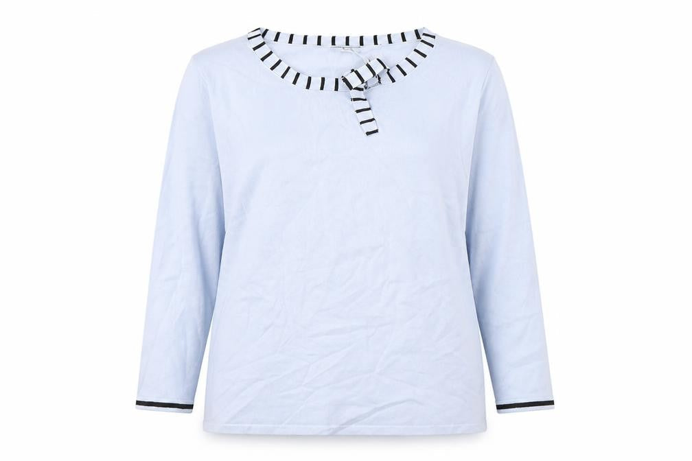 M&Co Womens Blue Round Neck  Nylon Pullover Jumper Size 20