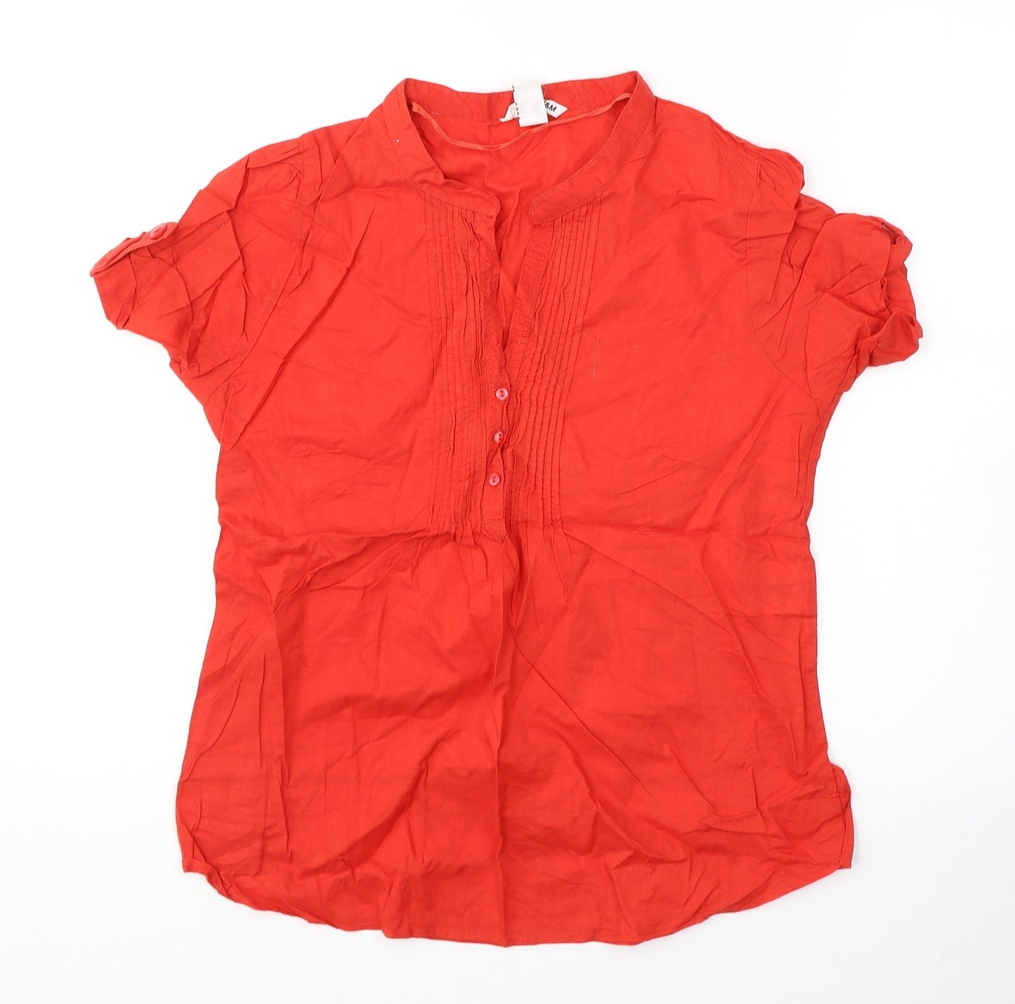 H&M Womens Red  Cotton Basic T-Shirt Size 10 Round Neck