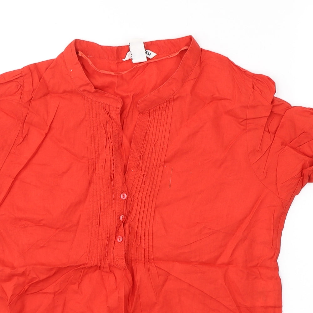 H&M Womens Red  Cotton Basic T-Shirt Size 10 Round Neck